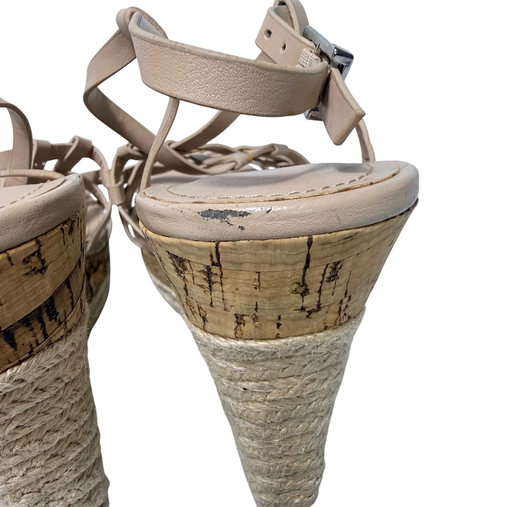 Charles by Charles David Nude Strappy Espadrille Cork Wedge Sandals 9M‎ Summer - Picture 15 of 16